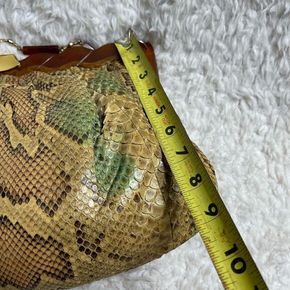 Vintage Colombetti Milano  Python snake skin shoulder Bag Lucite frame - Picture 10 of 14